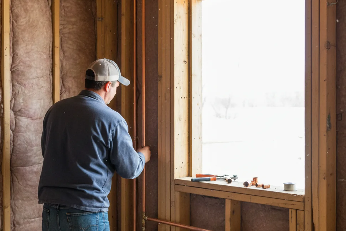 Licensed plumber running new copper supply lines in a Earth City home