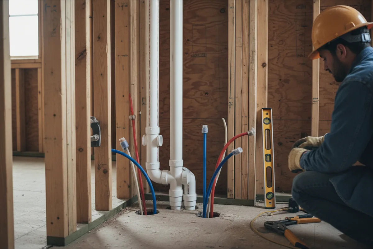 Drain and supply rough-in during Leak Detection in Earth City